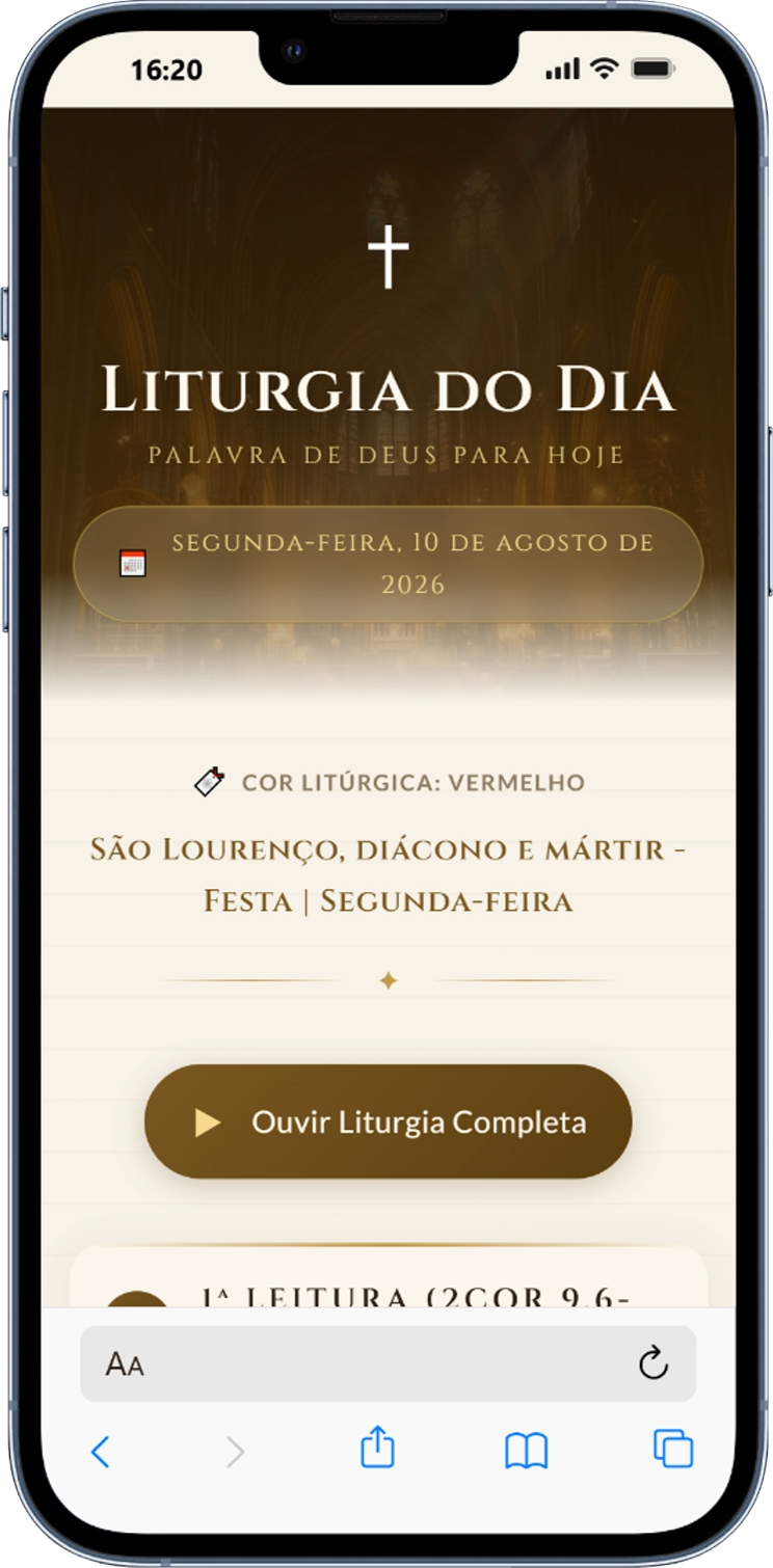 Liturgia do Dia exibida em um celular