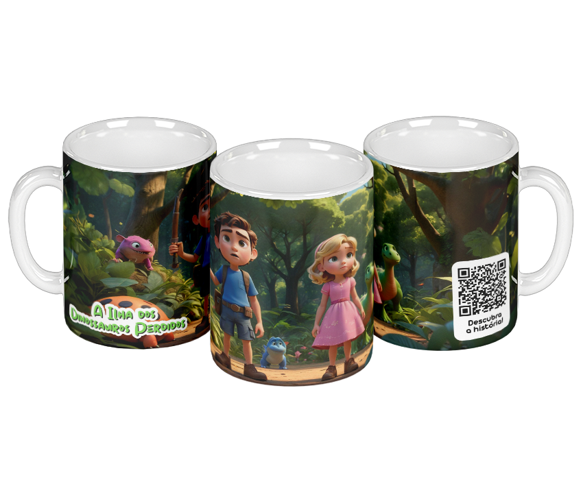 Caneca A Ilha dos Dinossauros Perdidos com QR Code