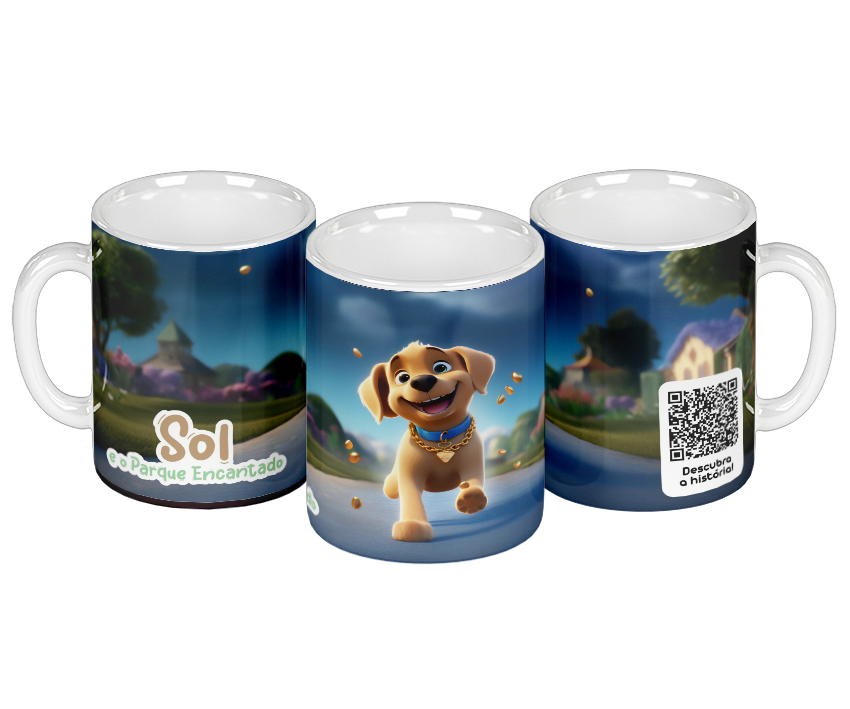 Caneca Sol e o Parque Encantado com QR Code