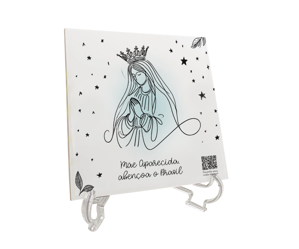 Azulejo decorativo de Nossa Senhora Aparecida com QR Code