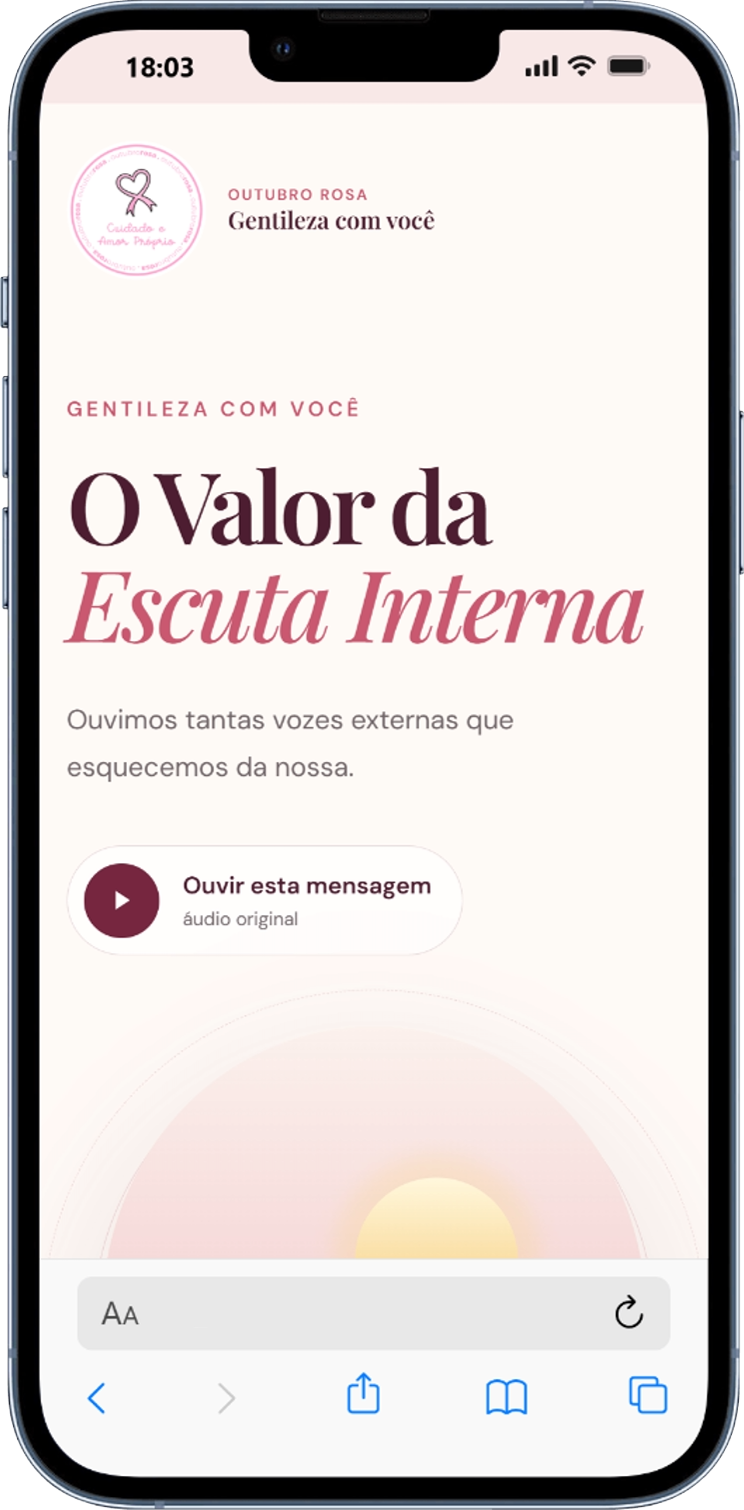 Mensagem Gentileza com Você exibida no celular