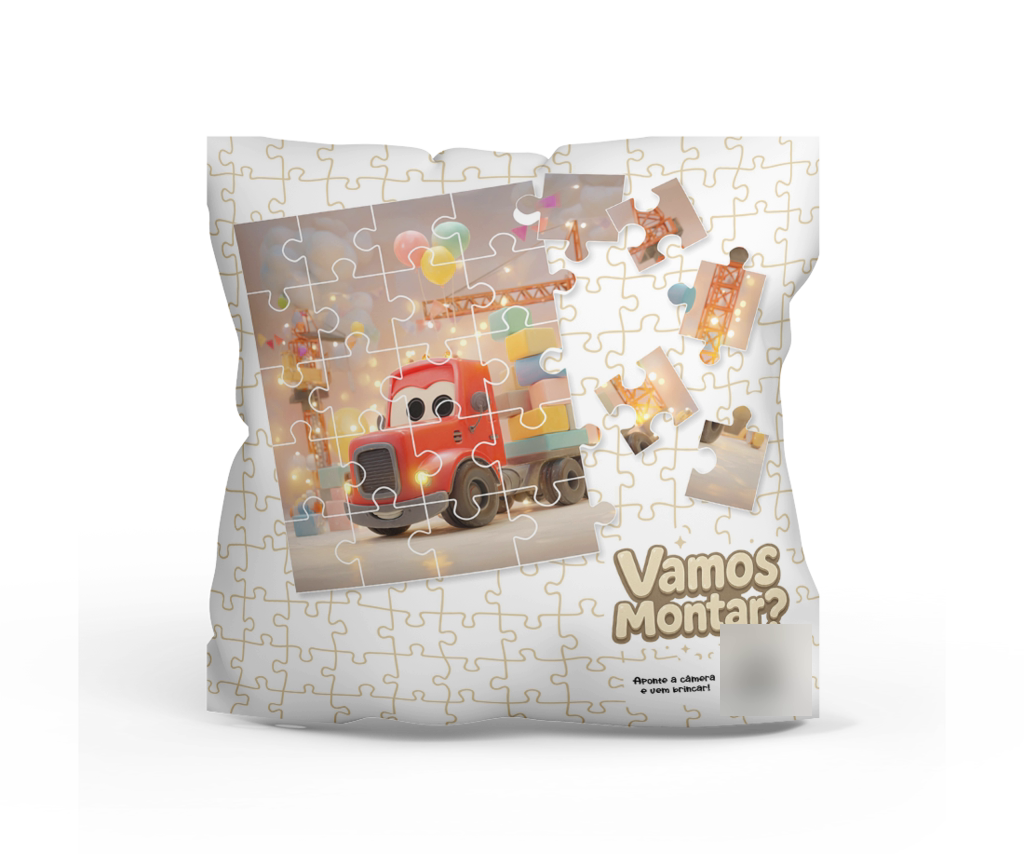 Almofada com arte de construção