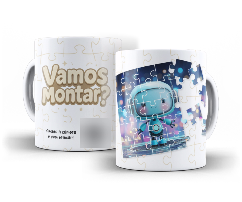 Caneca com arte de robô